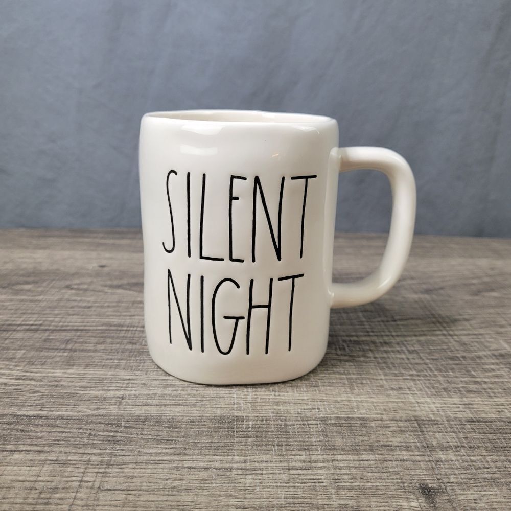 Rae Dunn Artisan Collection Farmhouse White Ceramic Silent Night Christmas Mug